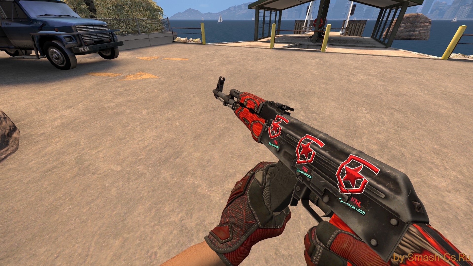 AK-47, Red Laminate + Red Stickers