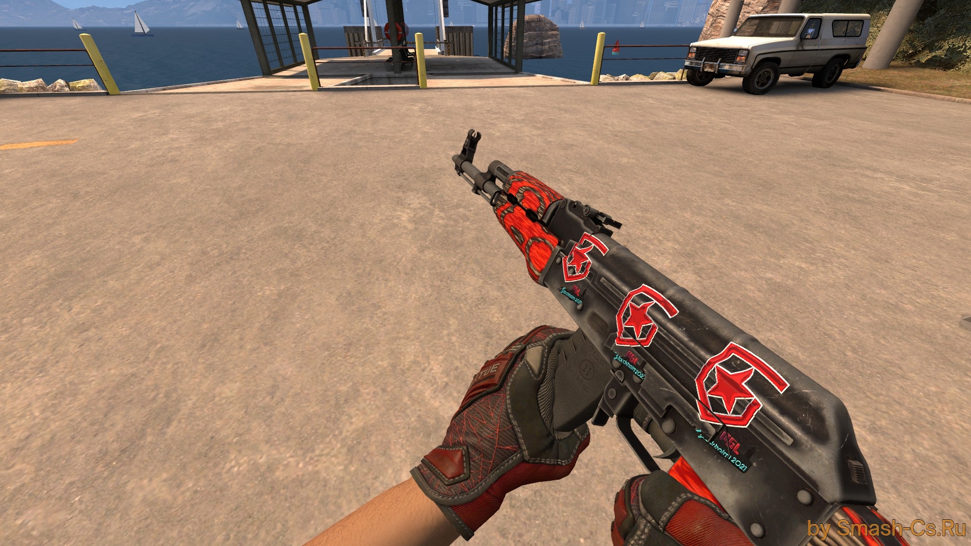 AK-47, Red Laminate + Red Stickers